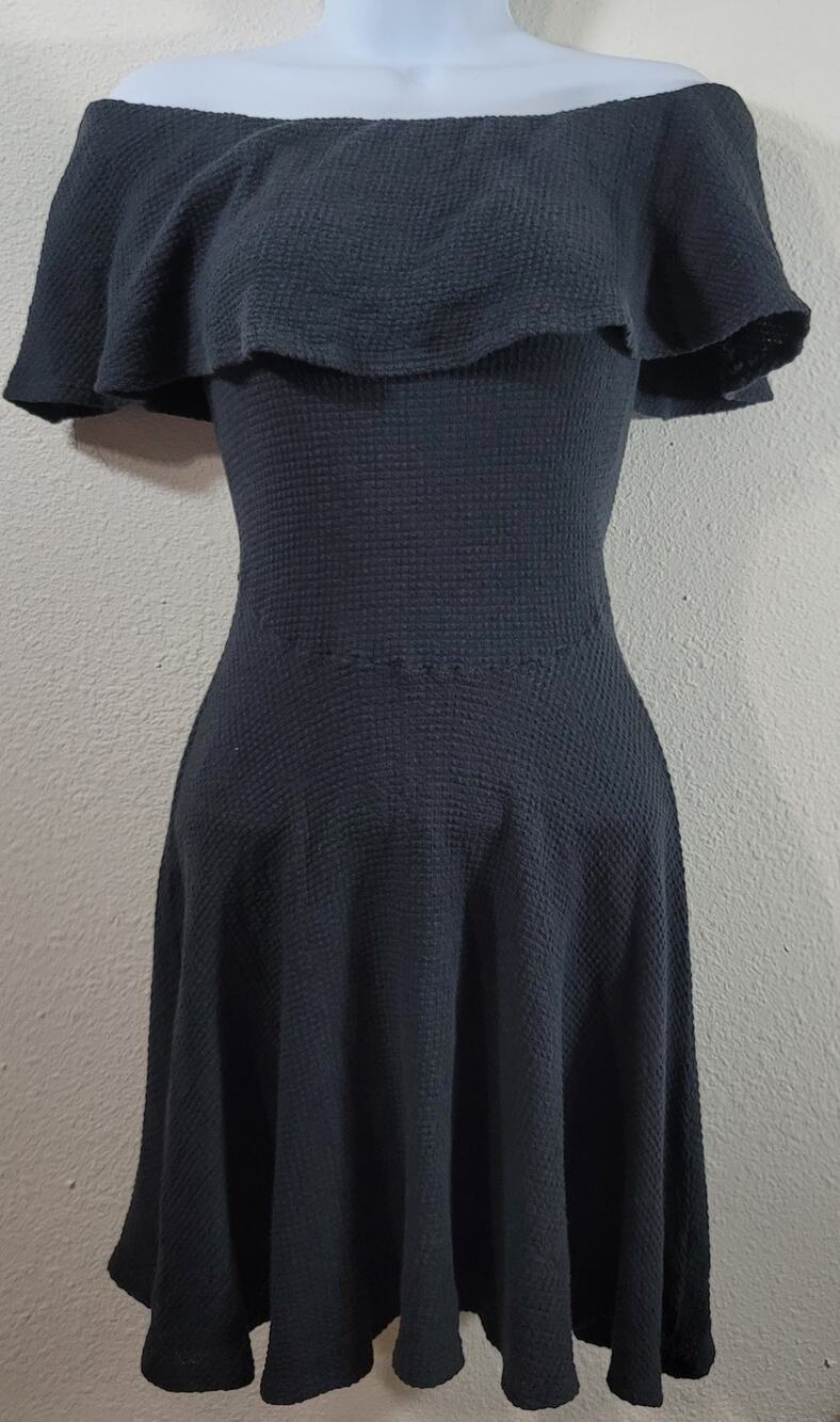 Rustic Royals Black Off The Shoulder Ruffled Mini Dress Small Lightweight Flowy